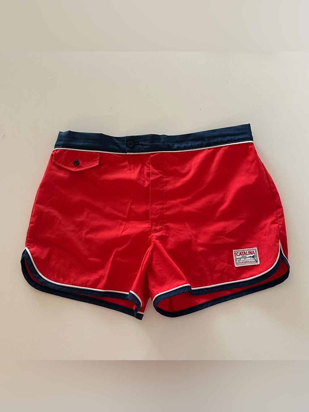 60’s Vintage Catalina Men's 38 Red Swim Shorts Made In California USA